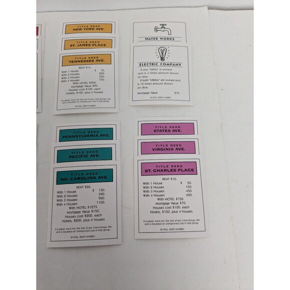 2013 Monopoly Classic Edition Game Replacement Property Cards - Picture 2 of 6